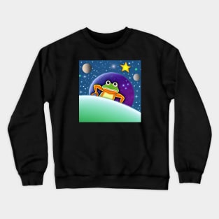 Hippy frog in space with stars Crewneck Sweatshirt